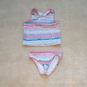 Colorful Striped Two-Piece Swimsuit
